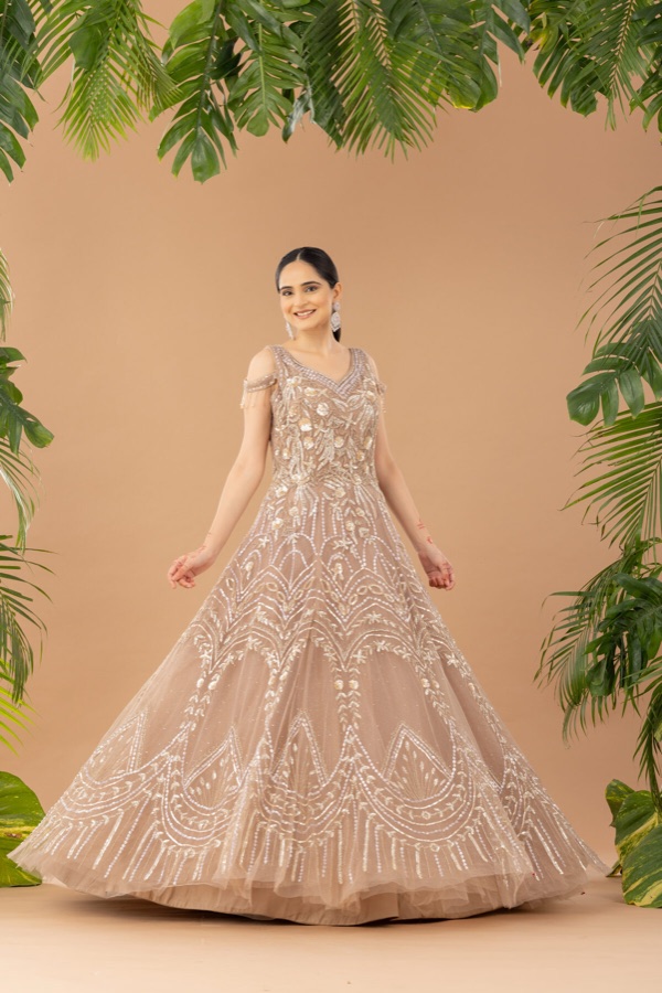 Lavender cropped-blouse lehenga
