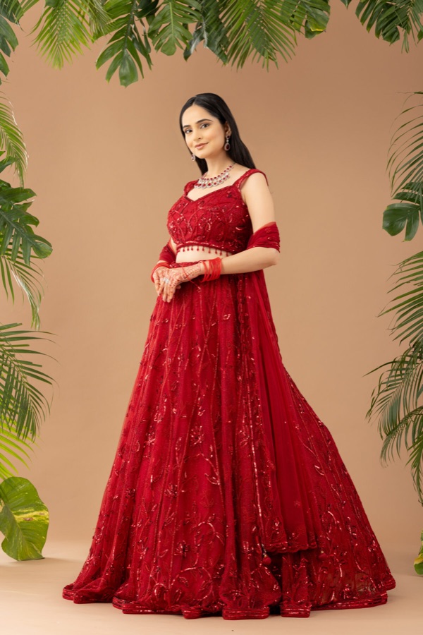Bold red gown